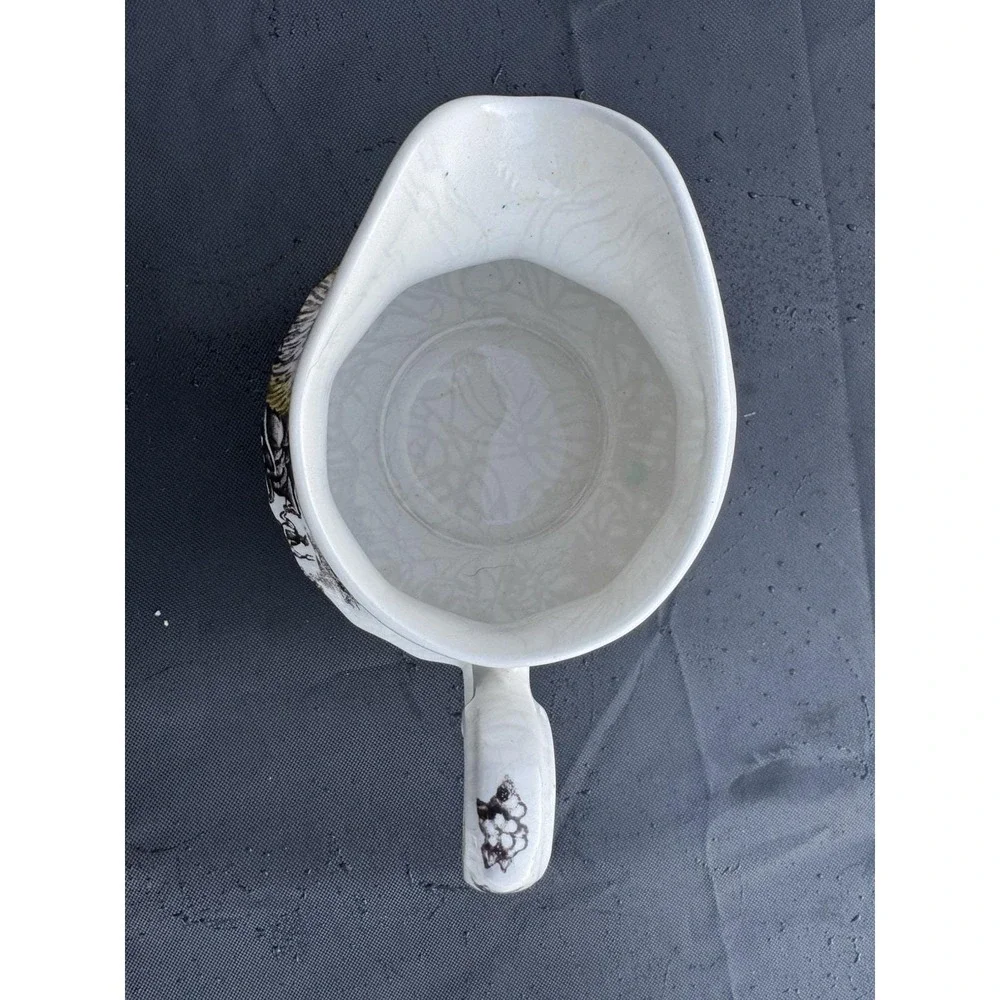 Yorkshire Hand Engraved Ironstone Sugar Bowl / Creamer Staffordshire England VTG